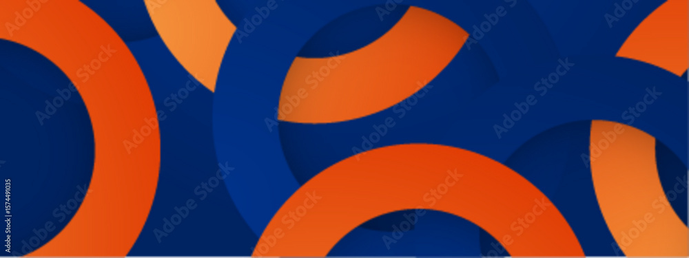 Poster overlapping orange and blue circles creating a vibrant abstract pattern, perfect for backgrounds, di