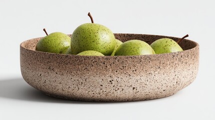 Fresh pears in a speckled bowl