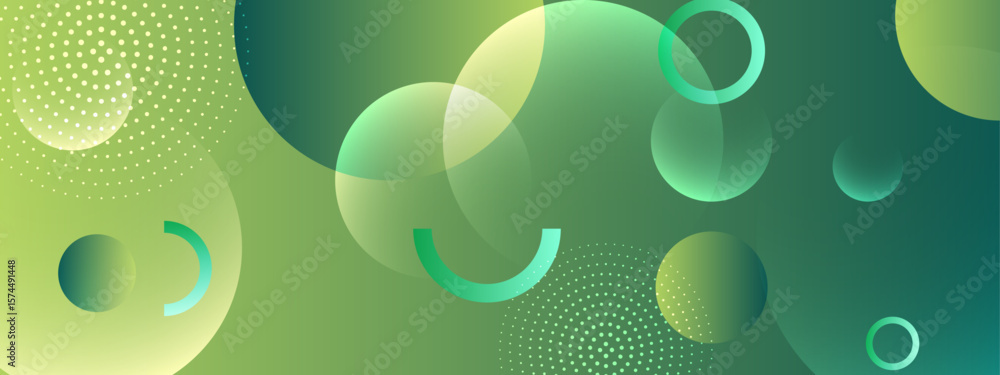 Poster abstract green design with overlapping circles, perfect for backgrounds, web design, textiles, and p