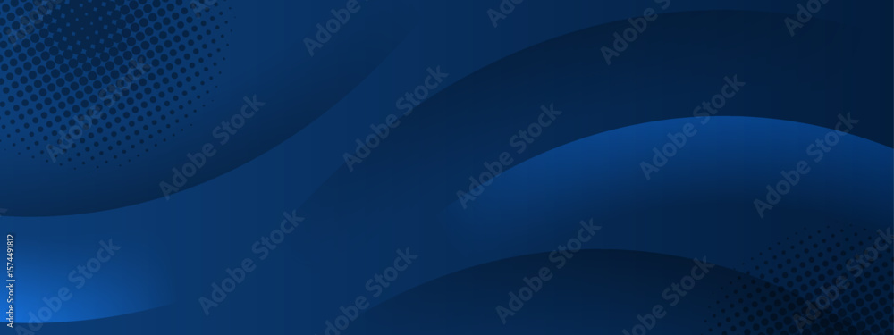 Poster abstract blue background with curved shapes and dots. suitable for digital design projects, website 