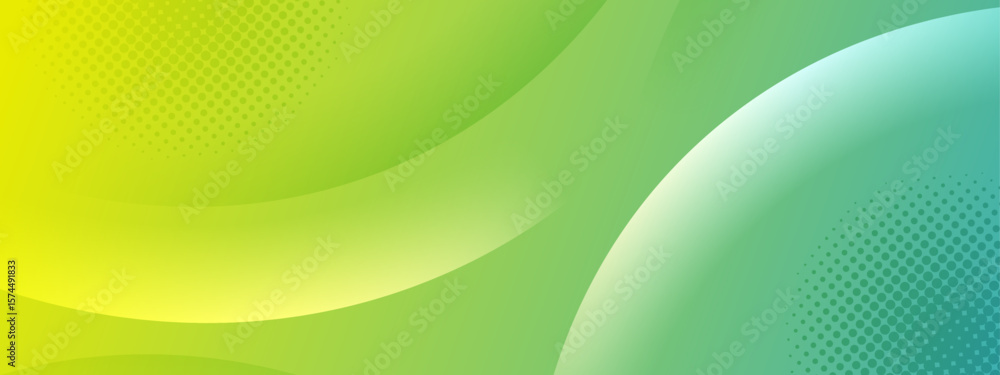 Poster abstract green gradient background with halftone dots is perfect for digital designs, presentations,