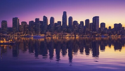 Fototapeta premium Cityscape Reflection at Twilight