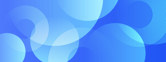 Overlapping blue circles and white lines abstract background. Perfect for technologythemed designs, web banners, corporate presentations, and digital art projects.