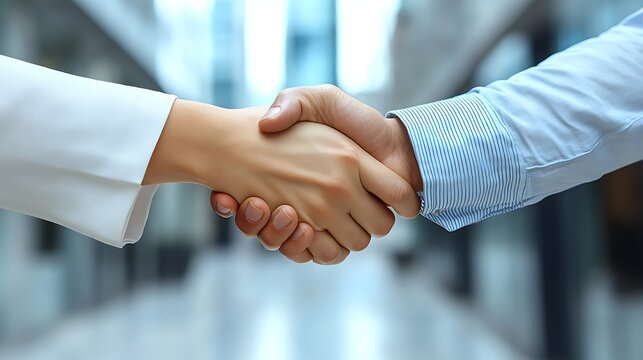 Close-up of two people shaking hands.