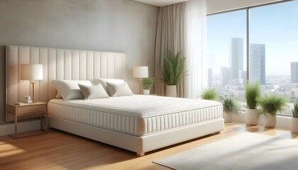 A Luxurious bedroom interior design: A bedroom with a large bed and wooden floors.