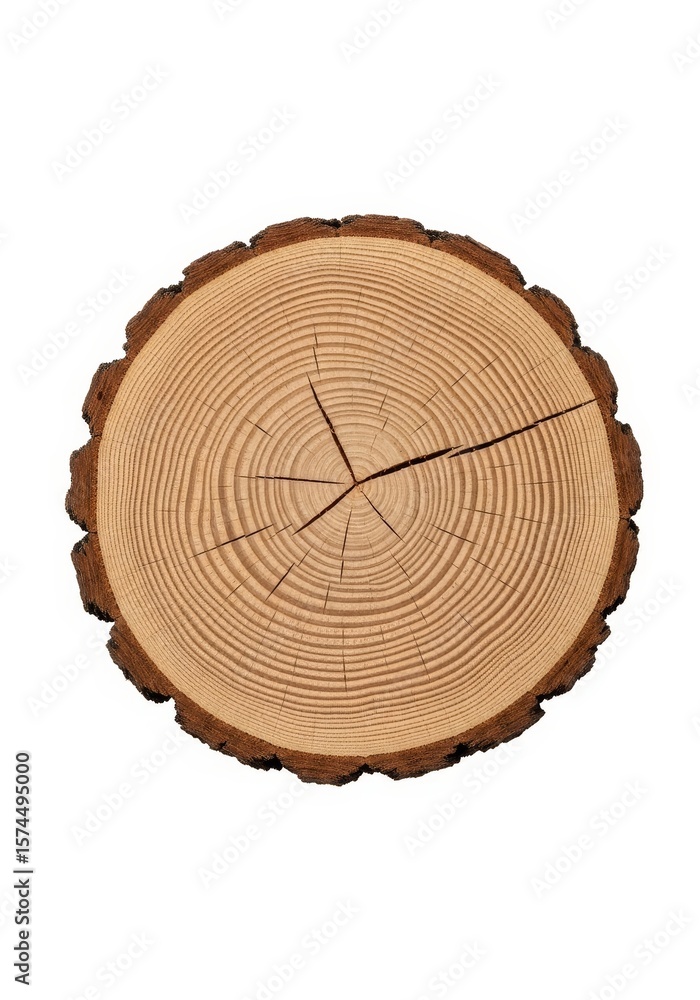 Poster wooden tree cross section - a detailed close-up of a tree cross-section, showcasing its concentric r