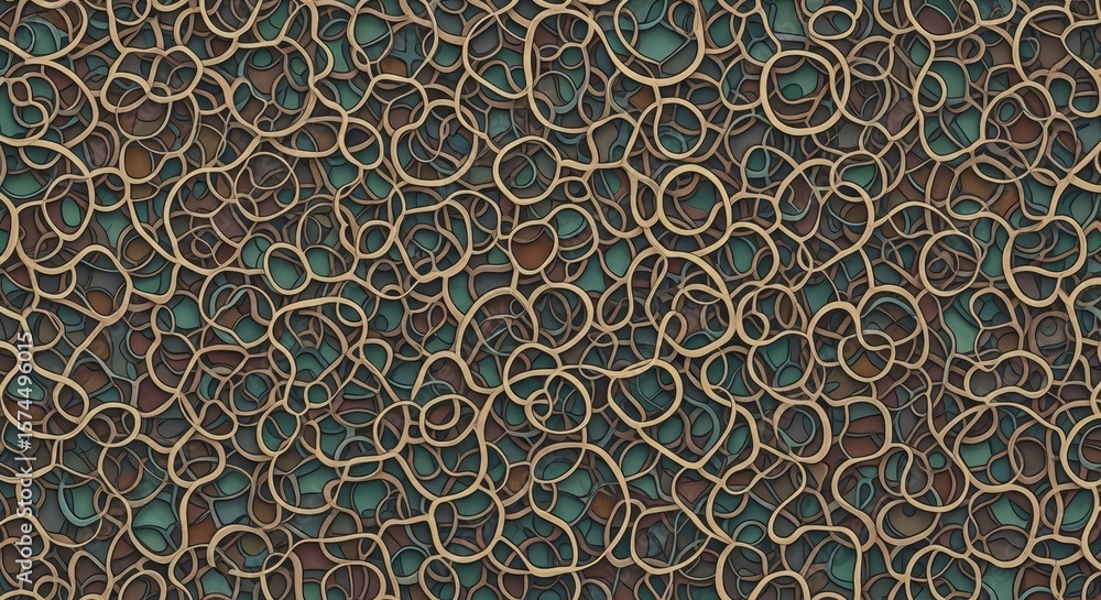 Poster abstract intertwined network design - intricate network, complex pattern, organic shapes, interconne