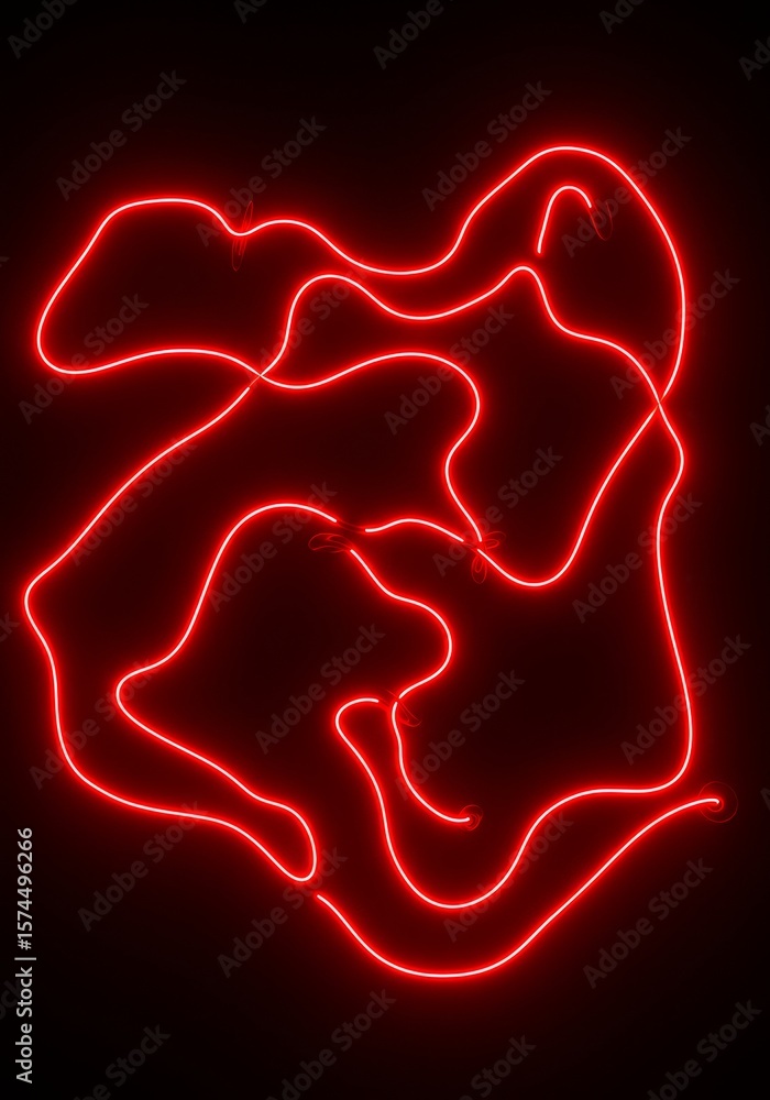 Poster abstract red neon lines - symbolizing energy, flow, connection, dynamism, and abstraction; vibrant r