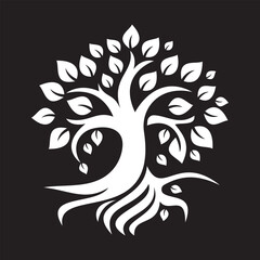 Tree leaf vector logo illustration. Tree of life logo design vector template.
