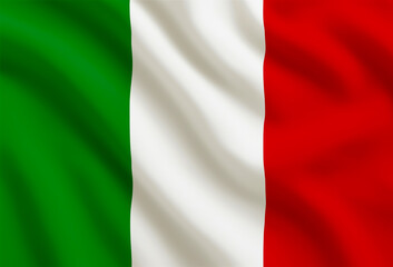 Obraz premium Realistic waving Italian flag with green, white, and red vertical stripes symbolizing Italy’s national pride and heritage