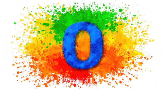 Colorful splattered background with number zero
