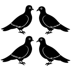 Mourning Dove Silhouette Vector Set