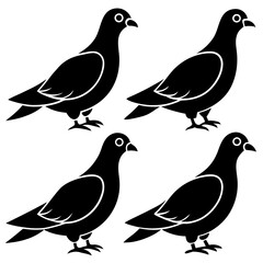 Mourning Dove Silhouette Vector Set