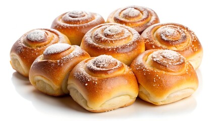 Cinnamon rolls dusted with powdered sugar