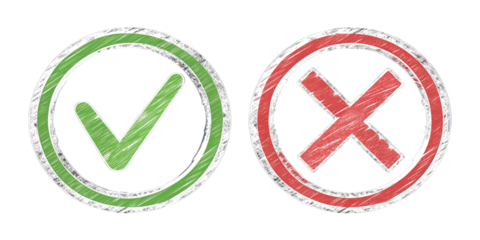 Check mark and cross mark vector illustration for correct and incorrect choices and decisions design
