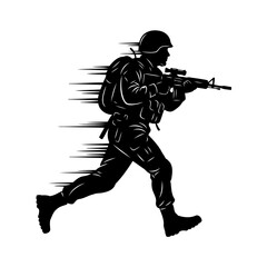 Running Soldier Silhouette: Military Action and Combat Power