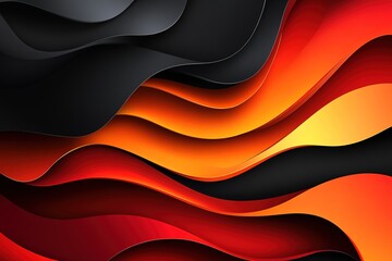 Abstract Wavy Layers Black, Red and Orange Color Palette, Smooth Texture, Dark Edges