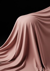Draped Pink Fabric on Black Background - Smooth, elegant dusty rose fabric draped artfully over a hidden object against a stark black backdrop. Luxurious texture