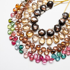 Elegant Gemstone Beads Collection Featuring Gold Sheen Sapphire, Citrine, Andalusite, and Tourmaline

