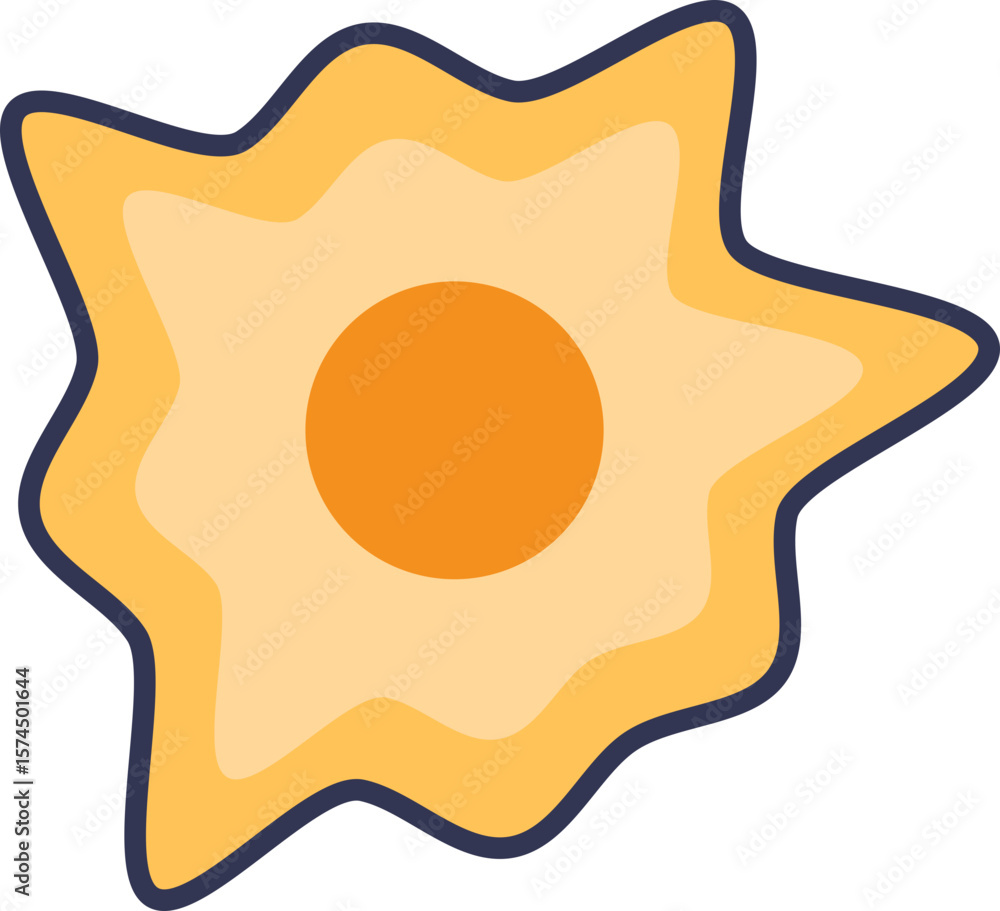 Poster a stylized illustration of a stellate cell with a central nucleus. it represents a core data unit, s