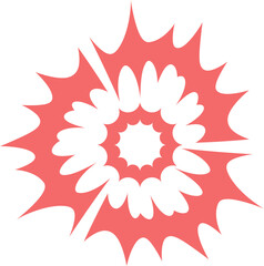 A red starburst graphic symbolizing a sudden onset. The explosive shape represents an abrupt burst of pain, symptoms, or an unexpected event, conveying impact and intensity.