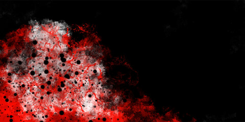 Red and black abstract grunge background with paint splatters