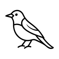 Obraz premium Simple Line Art Bird Illustration Cute Happy Songbird Design Element