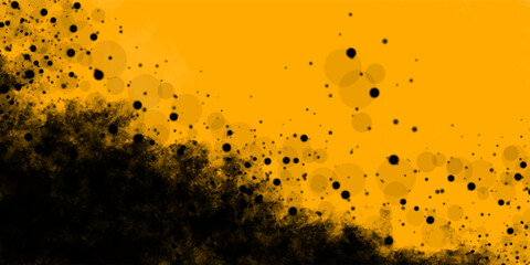 Yellow and black abstract grunge background with brushstroke textures