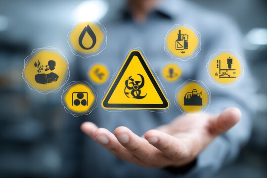 Biohazard and Industrial Safety Warnings Concept. - Powered by Adobe