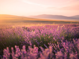 Fototapeta premium Serene Lavender Field at Sunset