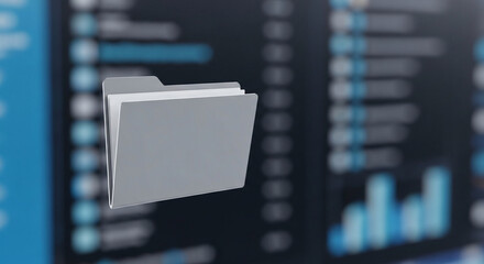 Digital Folder Icon with Blurred Data Background: Data Management & File Organization