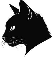 Elegant black cat silhouette showcases feline grace, perfect for design elements and animal-themed projects with a minimalist aesthetic.