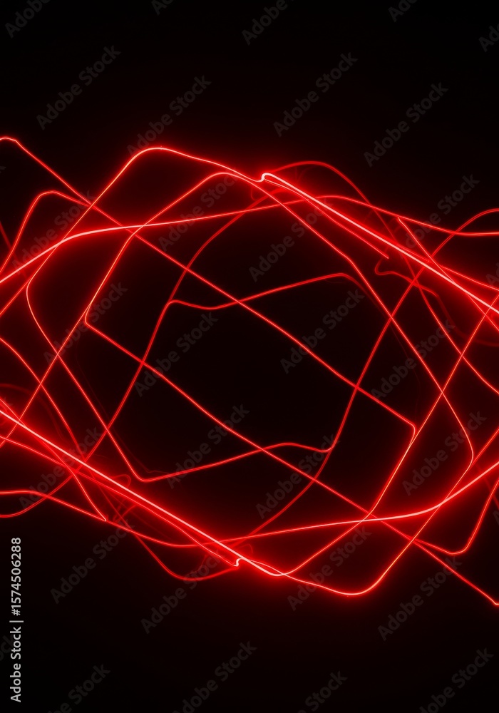Poster red light trails abstract design - abstract of red light trails creating a dynamic, energetic design