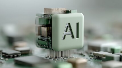 Futuristic Minimalist 3D Icons of Artificial Intelligence Concepts in Clean Vector Style and Soft Pastel Tech Colors, wallpaper, artificial intelligence wallpaper, background AI, AI Wallpaper