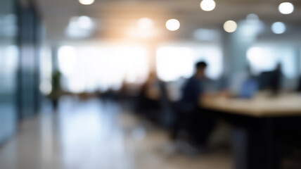 Blurred office scene soft lighting open plan workspace modern business environment teamwork