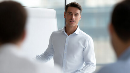 Businessman meeting presentation team office professional confident discussion planning strategy