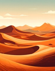 Naklejka premium サンドアート風の砂粒が舞う乾いた砂漠の風景