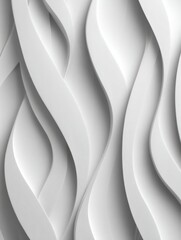 Abstract 3D white wave texture with smooth layered curves and fluid motion, minimalist seamless pattern, modern luxury design