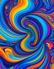 Digital painting with psychedelic swirl patterns and vivid iridescent gradients