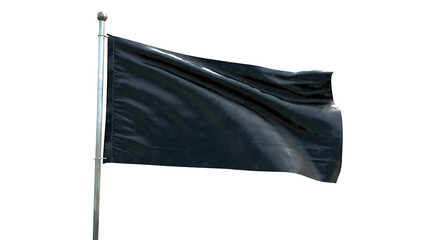 black flag isolated on white, black and white flag, blank black flag on pole isolated on white background	
