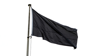 black flag isolated on white, black and white flag, blank black flag on pole isolated on white background	