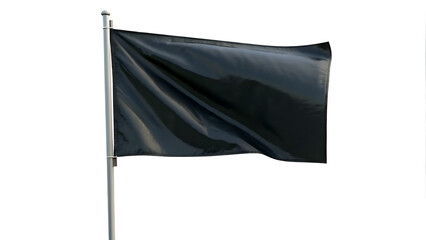 black flag isolated on white, black and white flag, blank black flag on pole isolated on white background	