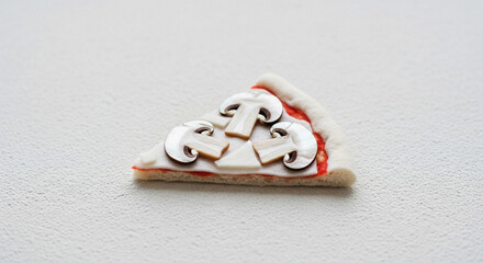 Miniature Mushroom Pizza Slice Craft on Clean White