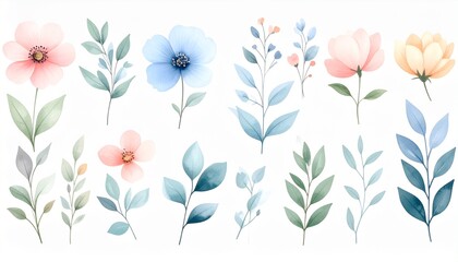 Soft floral motifs painted with a hand-drawn watercolor touch