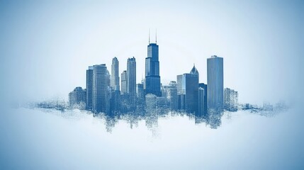 Abstract Urban Waves Transforming Into Skyscrapers