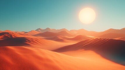 Obraz premium Vivid desert landscape under a bright sun.