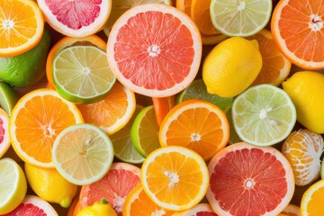 Colorful citrus fruits on rustic wooden surface showcasing vibrant textures and natural freshness