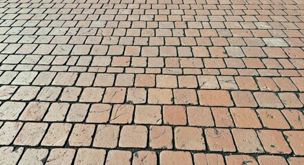Red Brick Road Aligned Patterns Weather Stained Surface Classic Urban Pathway Texture