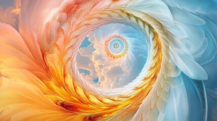 Dreamy Vortex of Feathers in Soft Pastel Colors