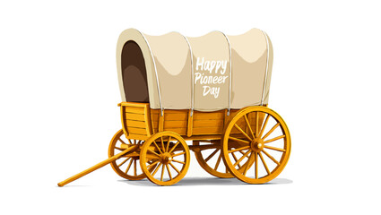 Vector art of covered pioneer wagon isolated on white background for pioneer day